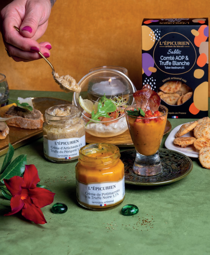 Tartinables artisanaux et spécialités gourmandes pour l'apéritif.